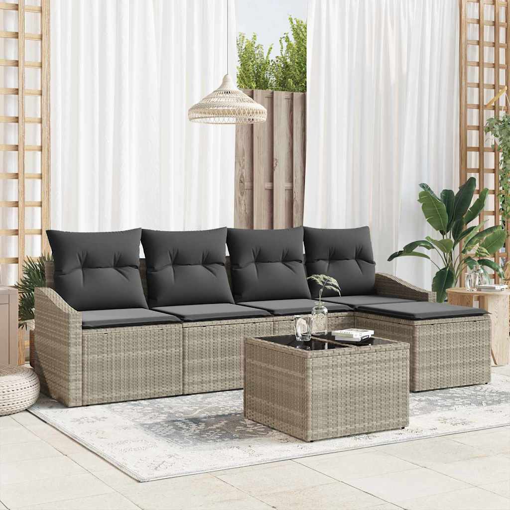 vidaXL Juego de Sofá 6 uds. Gris claro ratán sintético