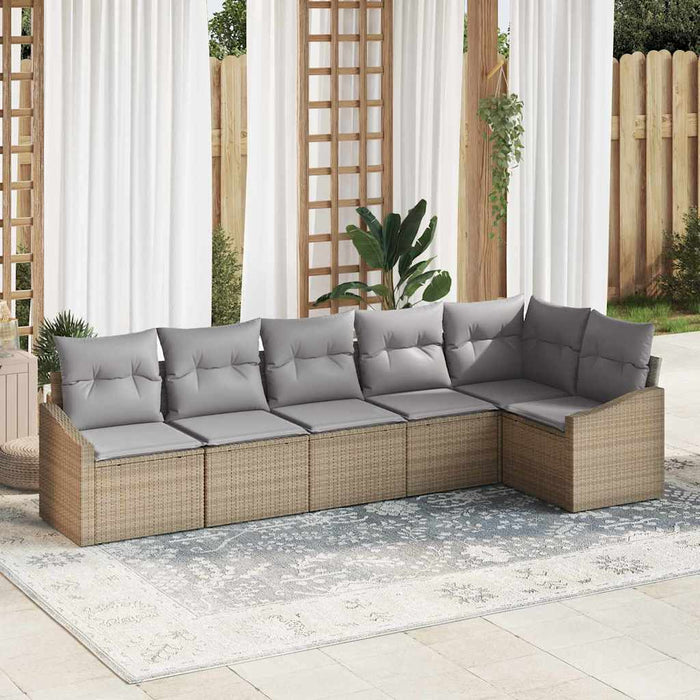 vidaXL Juego de Sofá 6 uds. Beige ratán sintético