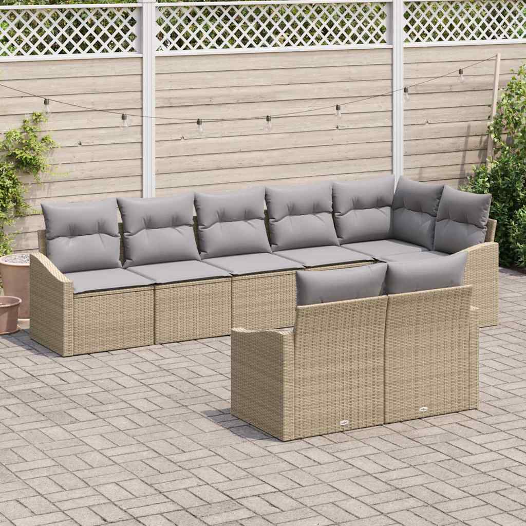 vidaXL Juego de Sofá 8 uds. Beige ratán sintético