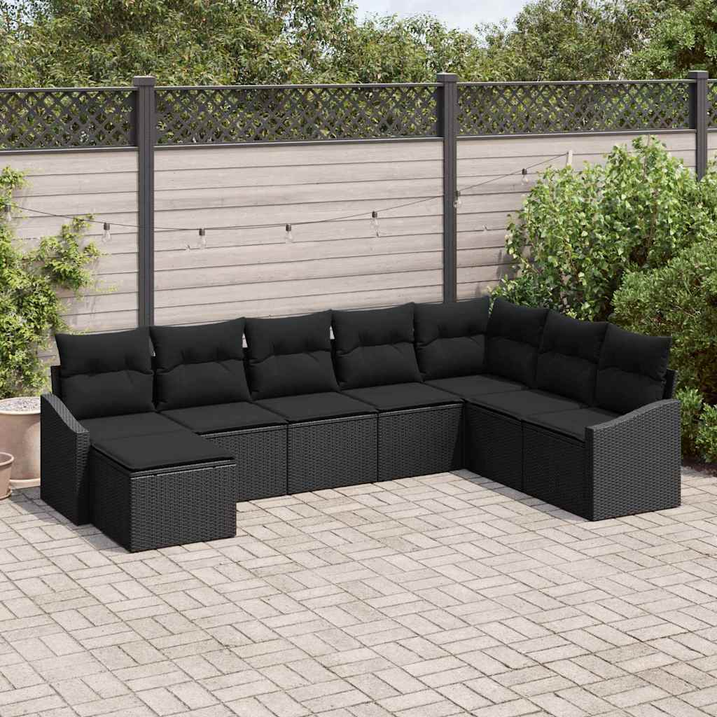 vidaXL Juego de Sofá 8 uds. Negro ratán sintético