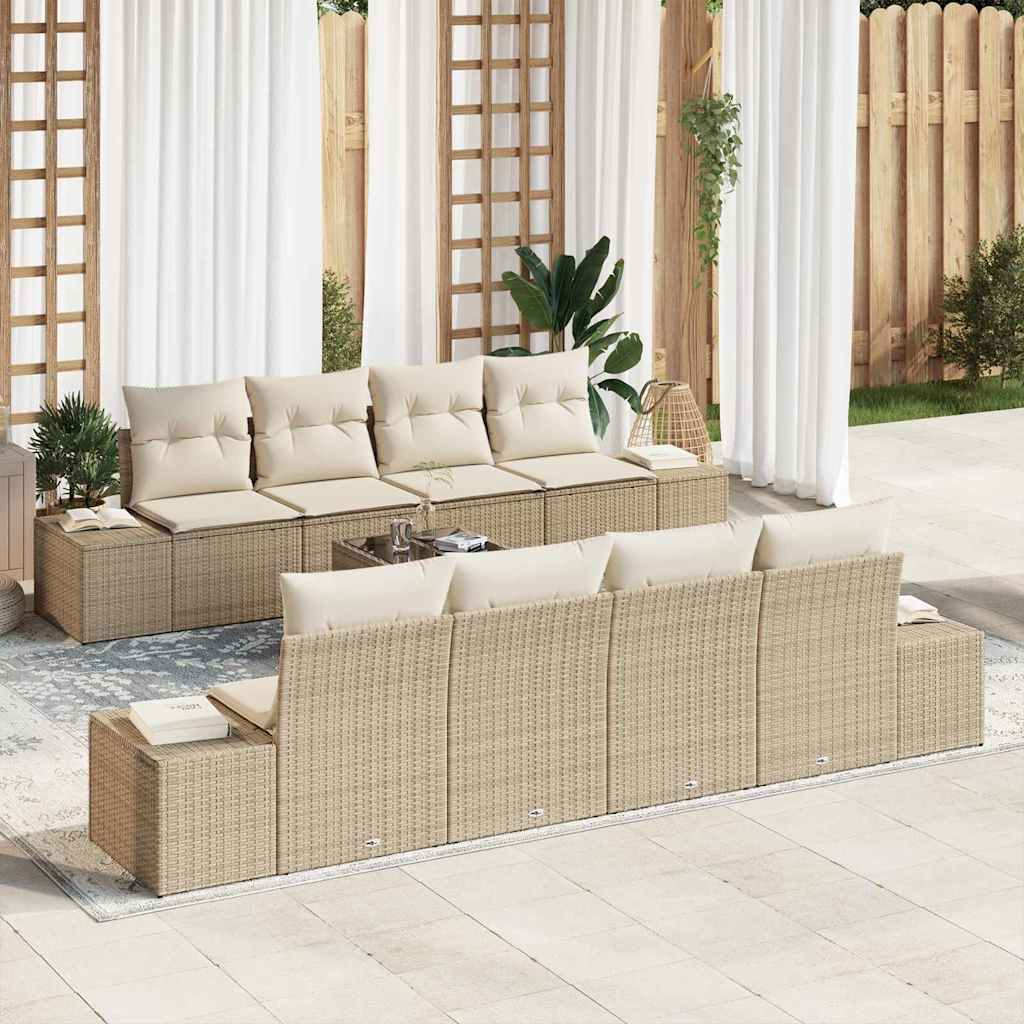 vidaXL Conjunto de sofá de jardín 7 uds. Beige y Crema ratán sintético