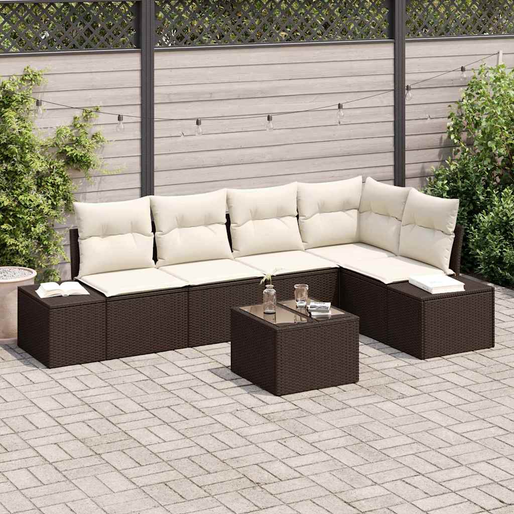 vidaXL Conjunto de sofá de jardín 6 uds. Marrón ratán sintético