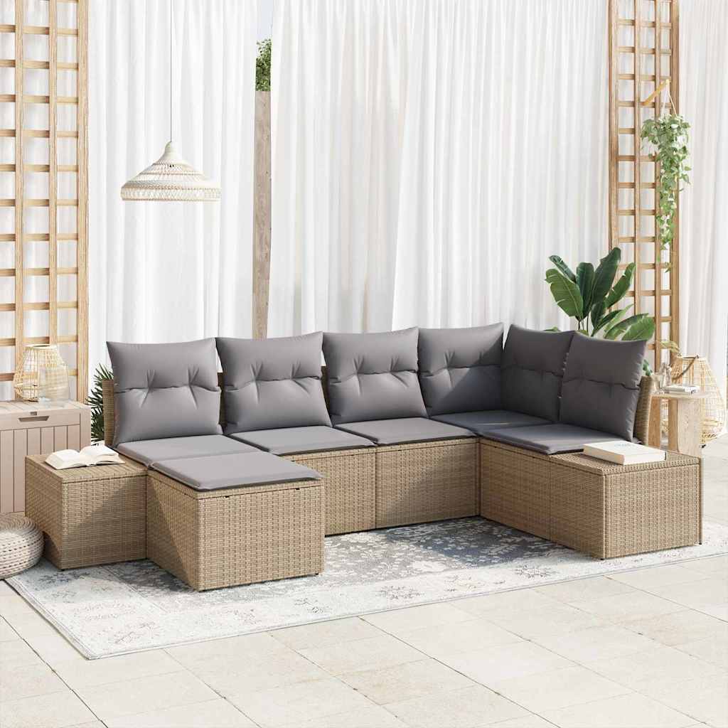 vidaXL Conjunto de sofá de jardín 6 uds. Beige y gris ratán sintético