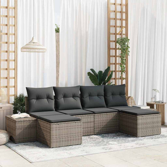 vidaXL Conjunto de sofá de jardín 6 uds. Gris ratán sintético