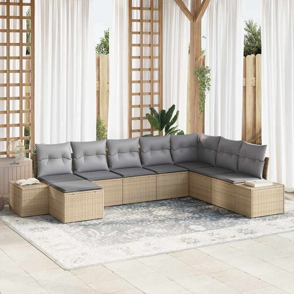 vidaXL Conjunto de sofá de jardín 8 uds. ratán sintético