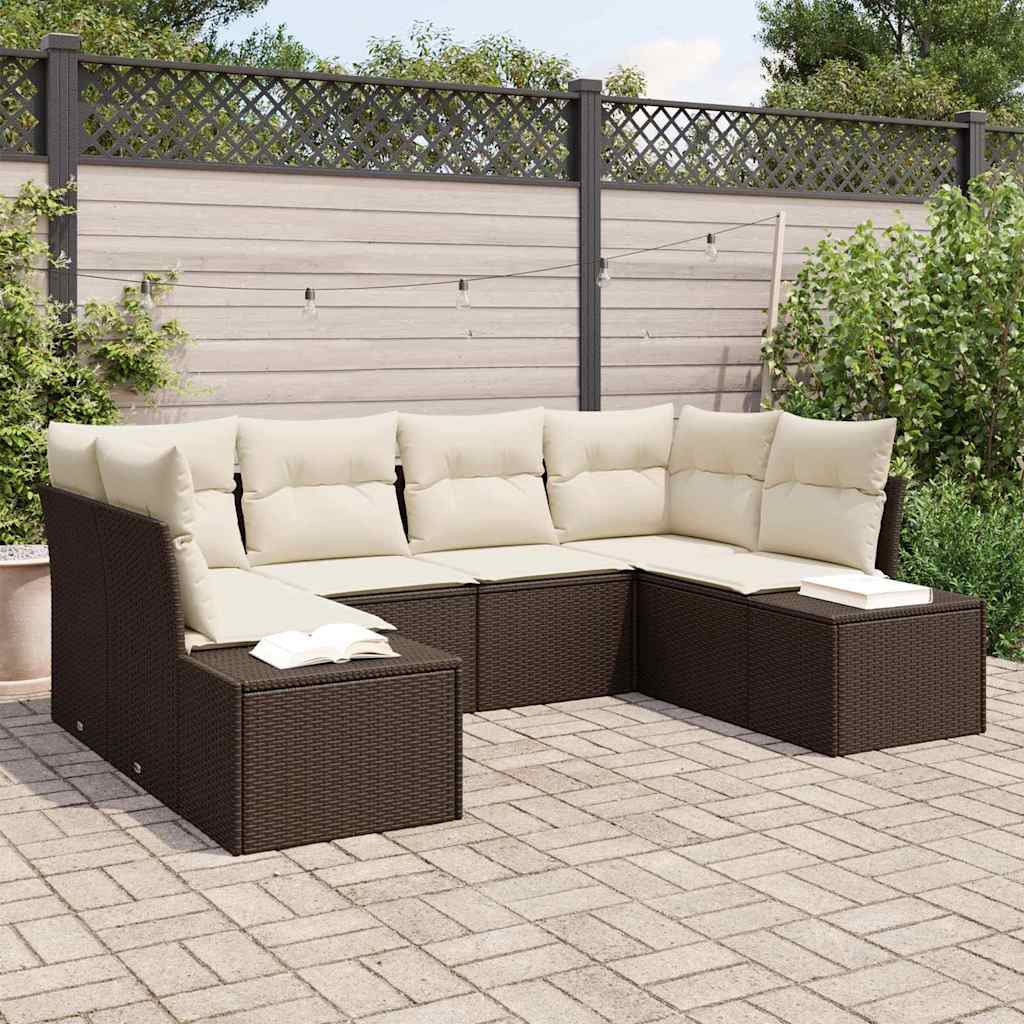 vidaXL Conjunto de sofá de jardín 6 uds. Marrón ratán sintético