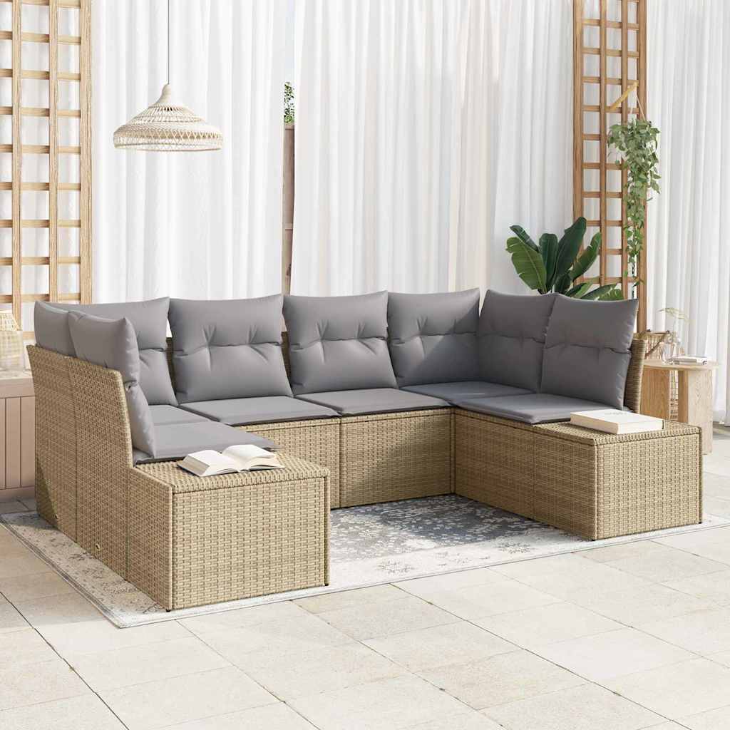 vidaXL Conjunto de sofá de jardín 6 uds. Beige ratán sintético
