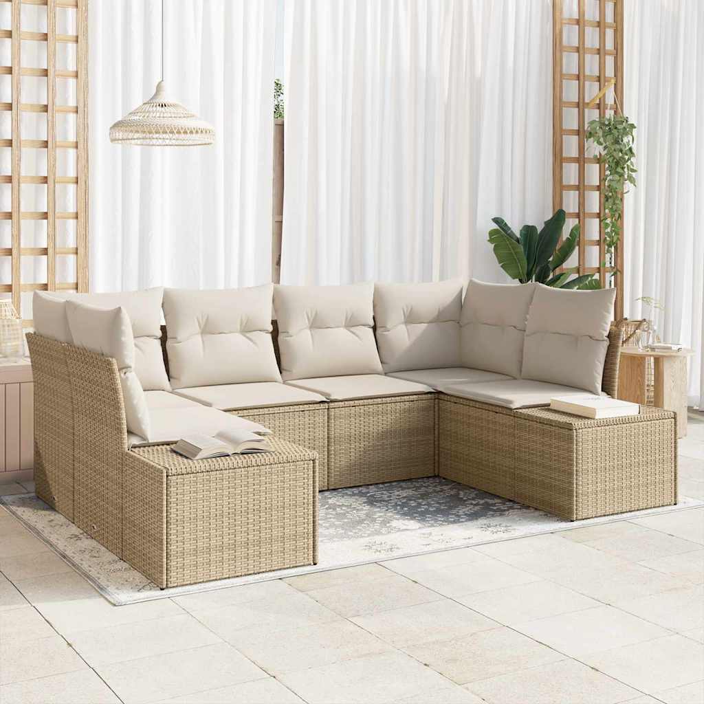 vidaXL Conjunto de sofá de jardín 6 uds. Beige ratán sintético