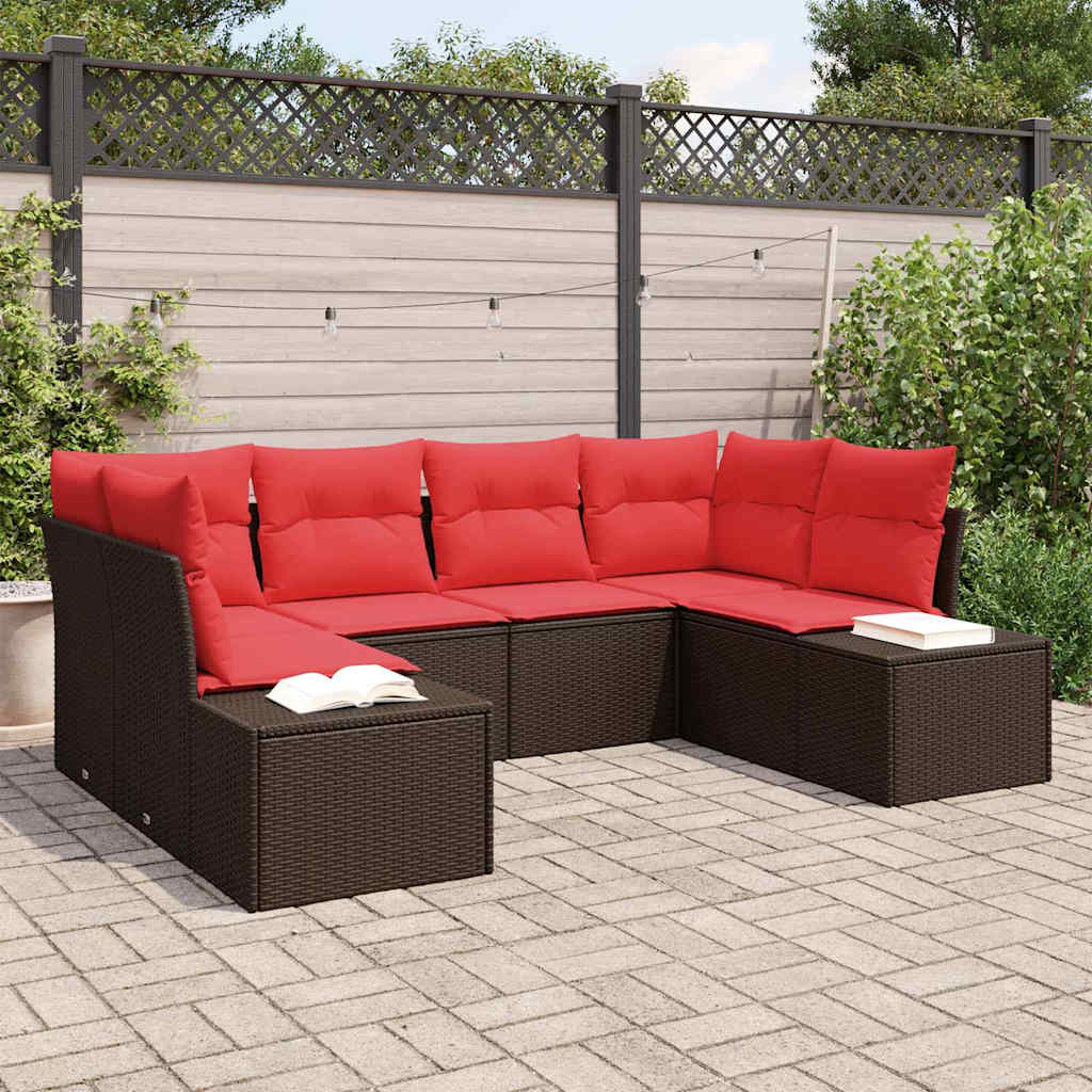 vidaXL Conjunto de sofá de jardín 6 uds. Marrón ratán sintético