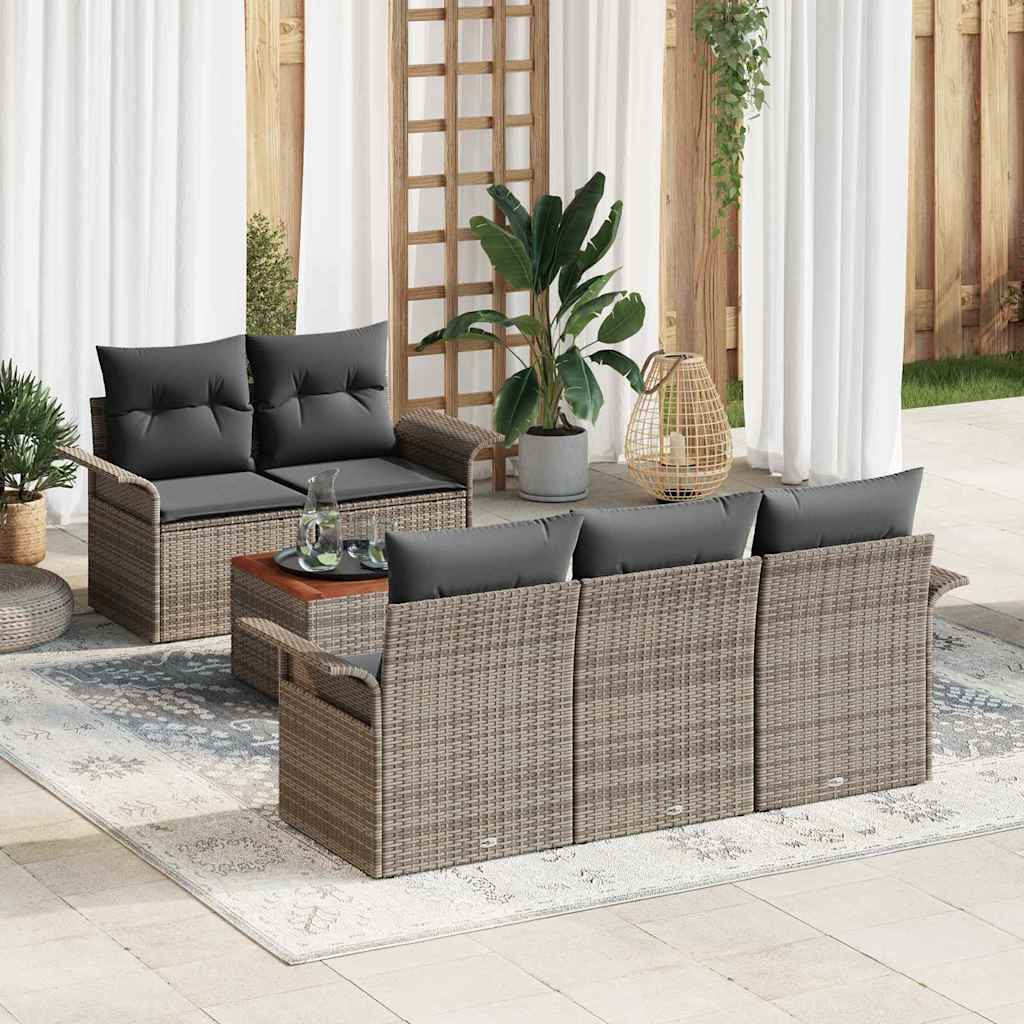 vidaXL Conjunto de sofás de jardín 6 uds. Gris ratán sintético