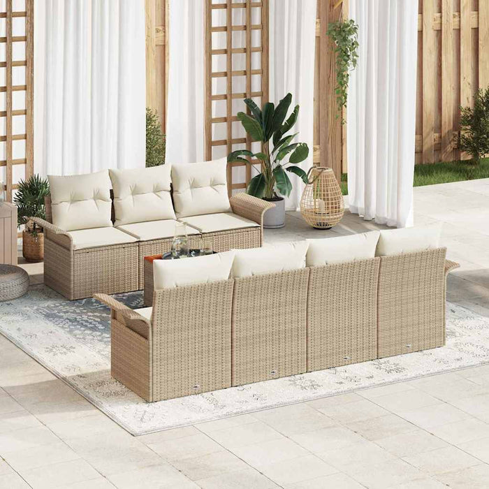 vidaXL Conjunto de sofás de jardín 8 uds. Beige ratán sintético