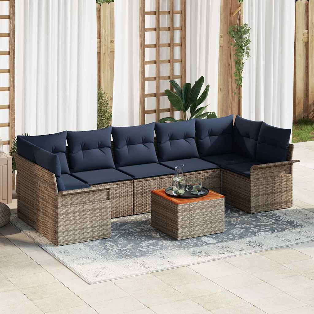vidaXL Conjunto de sofás de jardín 8 uds. Gris ratán sintético