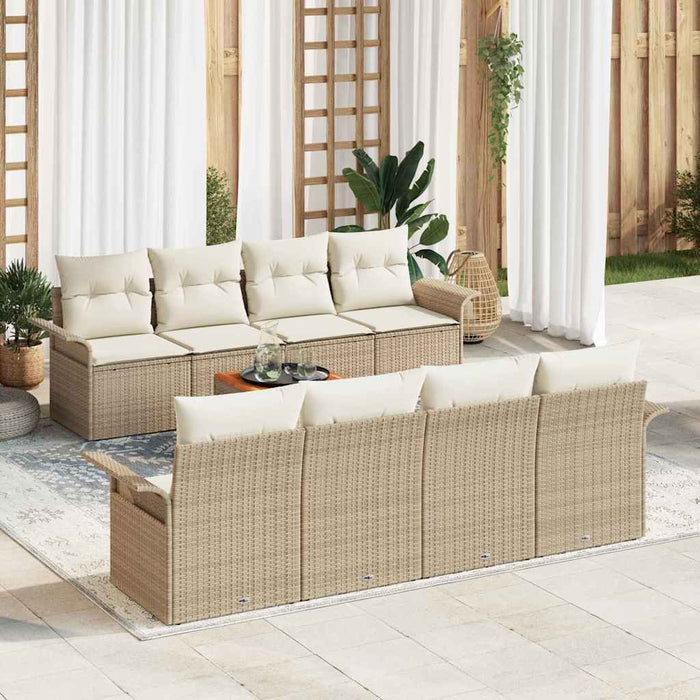 vidaXL Conjunto de sofás de jardín 9 uds. Beige ratán sintético