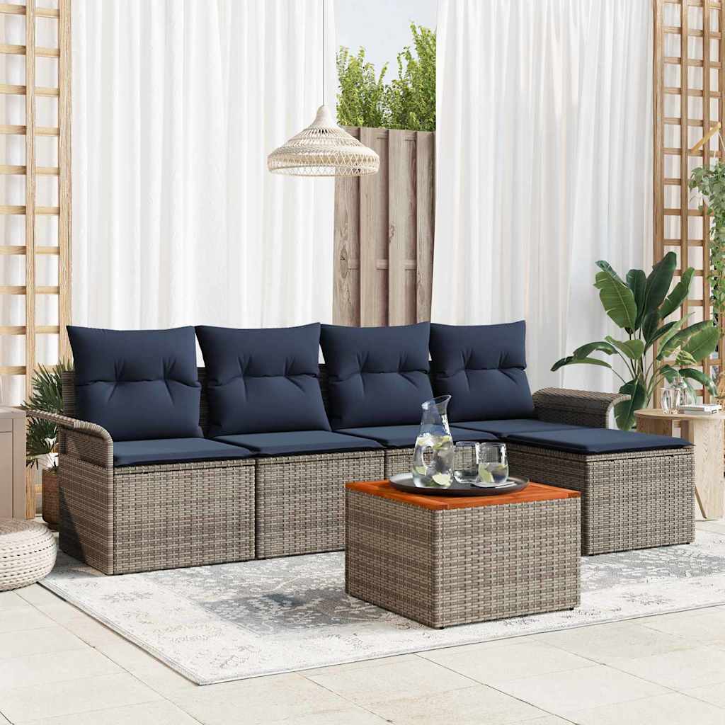 vidaXL Conjunto de sofás de jardín 6 uds. Gris ratán sintético