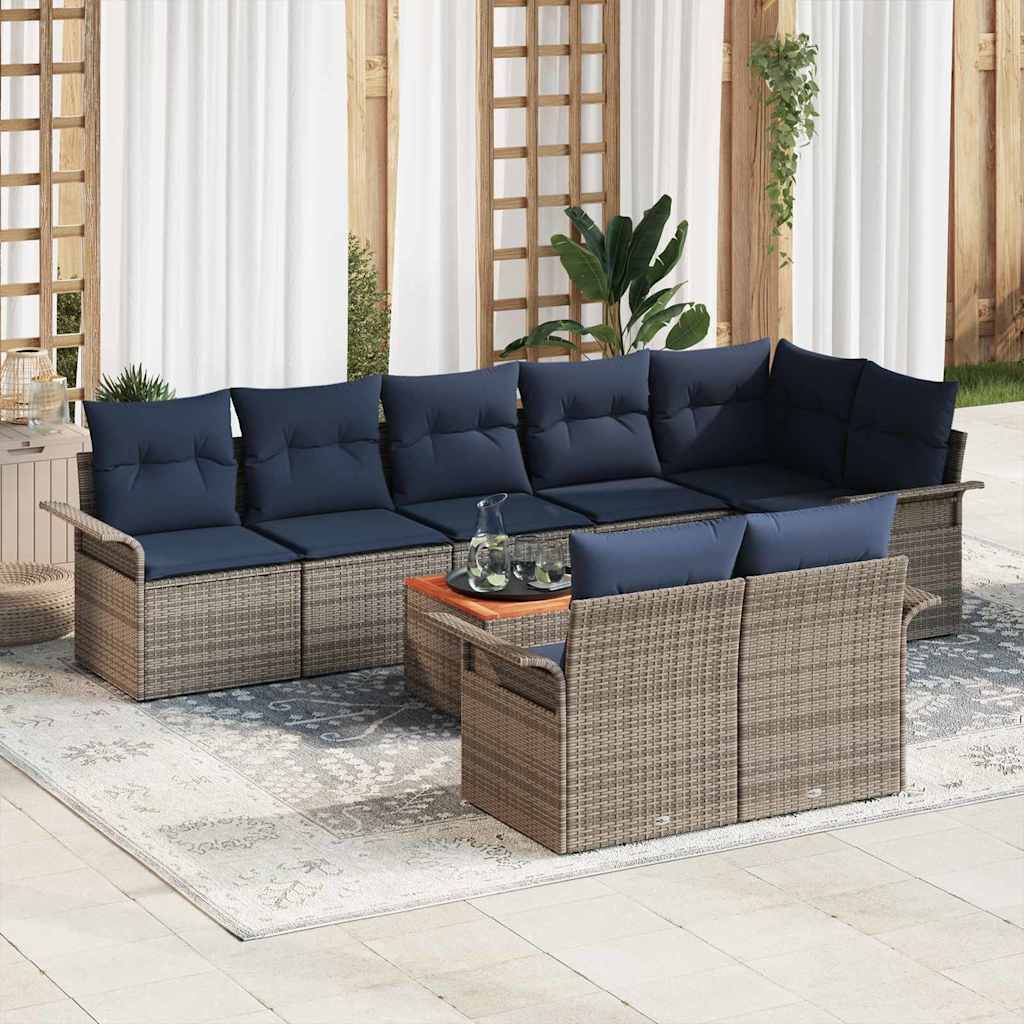 vidaXL Conjunto de sofás de jardín 9 uds. Gris ratán sintético