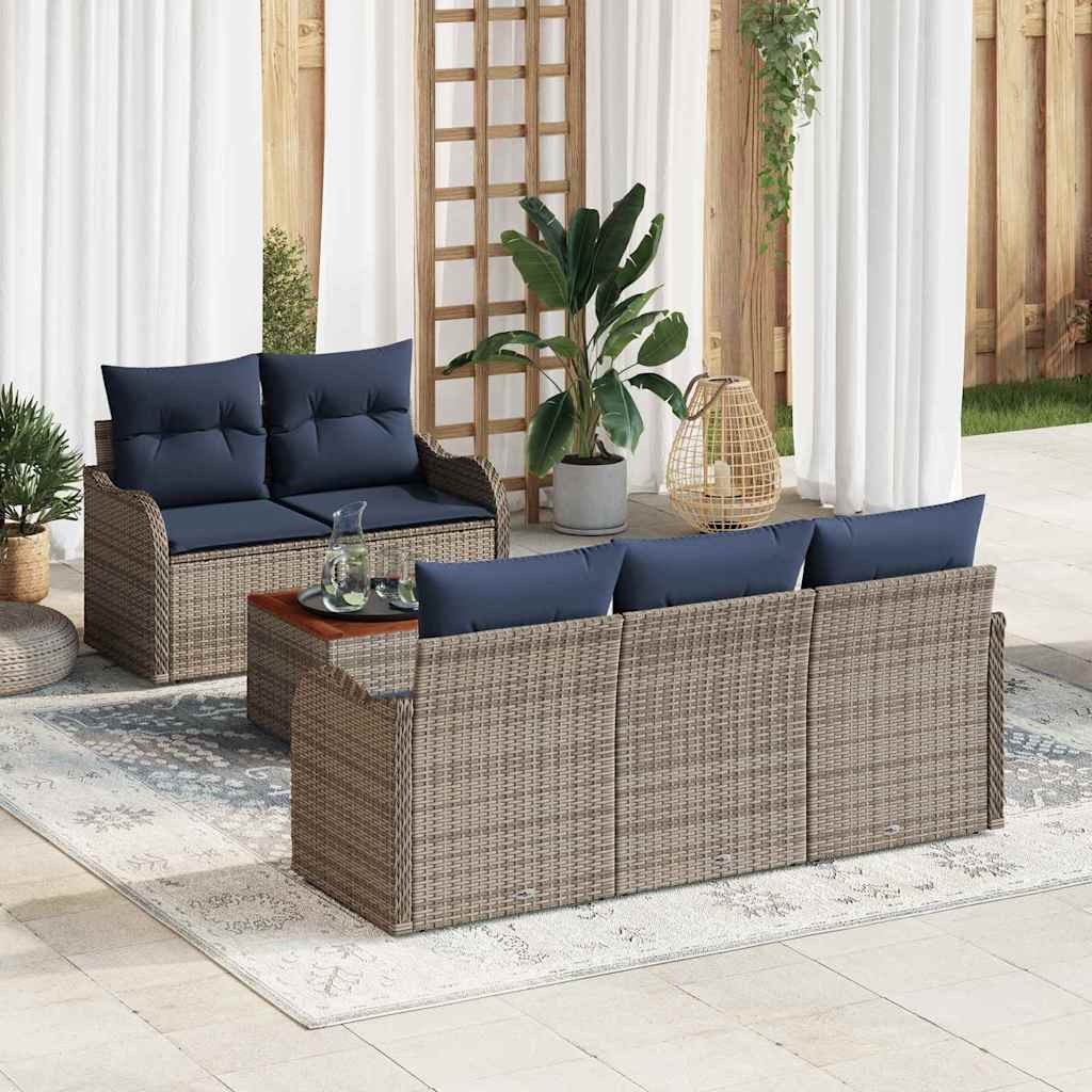 vidaXL Conjunto de sofás de jardín 6 uds. Gris ratán sintético