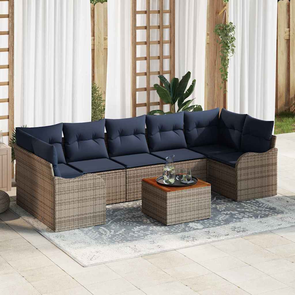 vidaXL Conjunto de sofás de jardín 8 uds. Gris ratán sintético