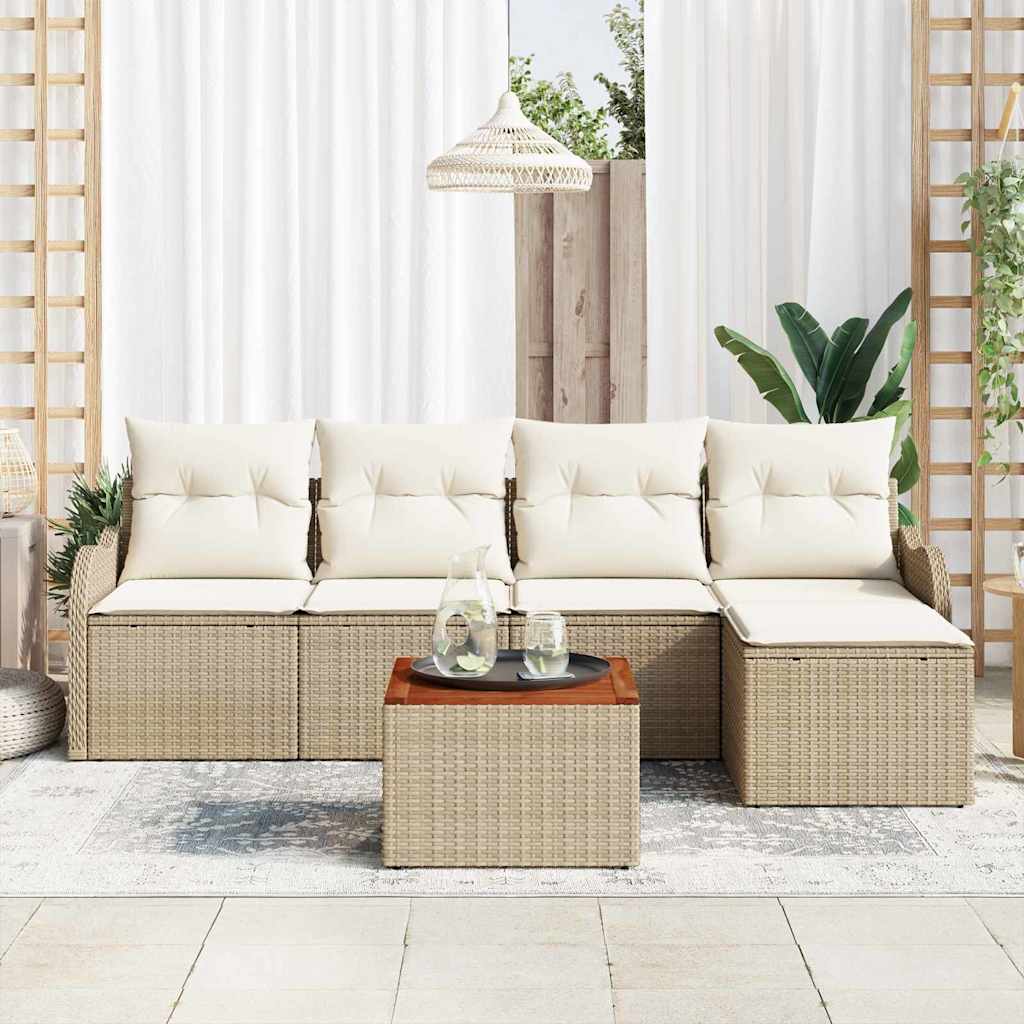 vidaXL Conjunto de sofás de jardín 6 uds. Beige ratán sintético