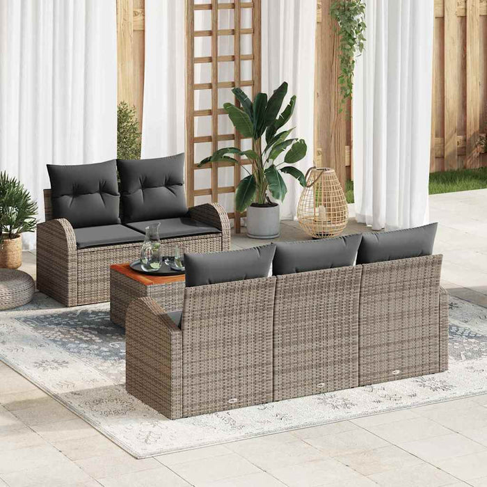 vidaXL Conjunto de sofás de jardín 6 uds. Gris ratán sintético