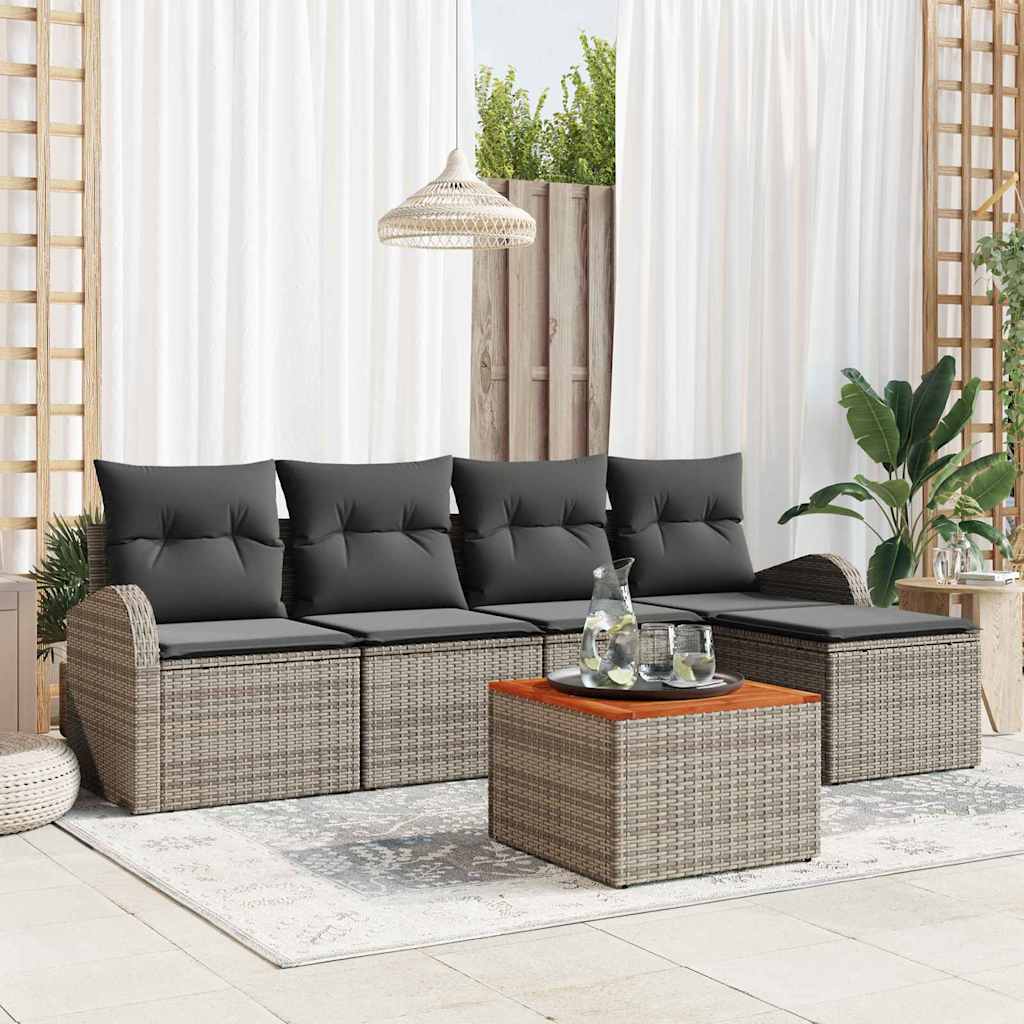 vidaXL Conjunto de sofás de jardín 6 uds. Gris ratán sintético