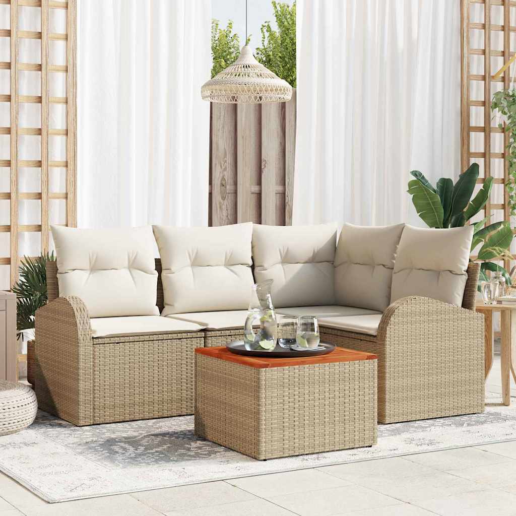 vidaXL Conjunto de sofás de jardín 5 uds. Beige ratán sintético