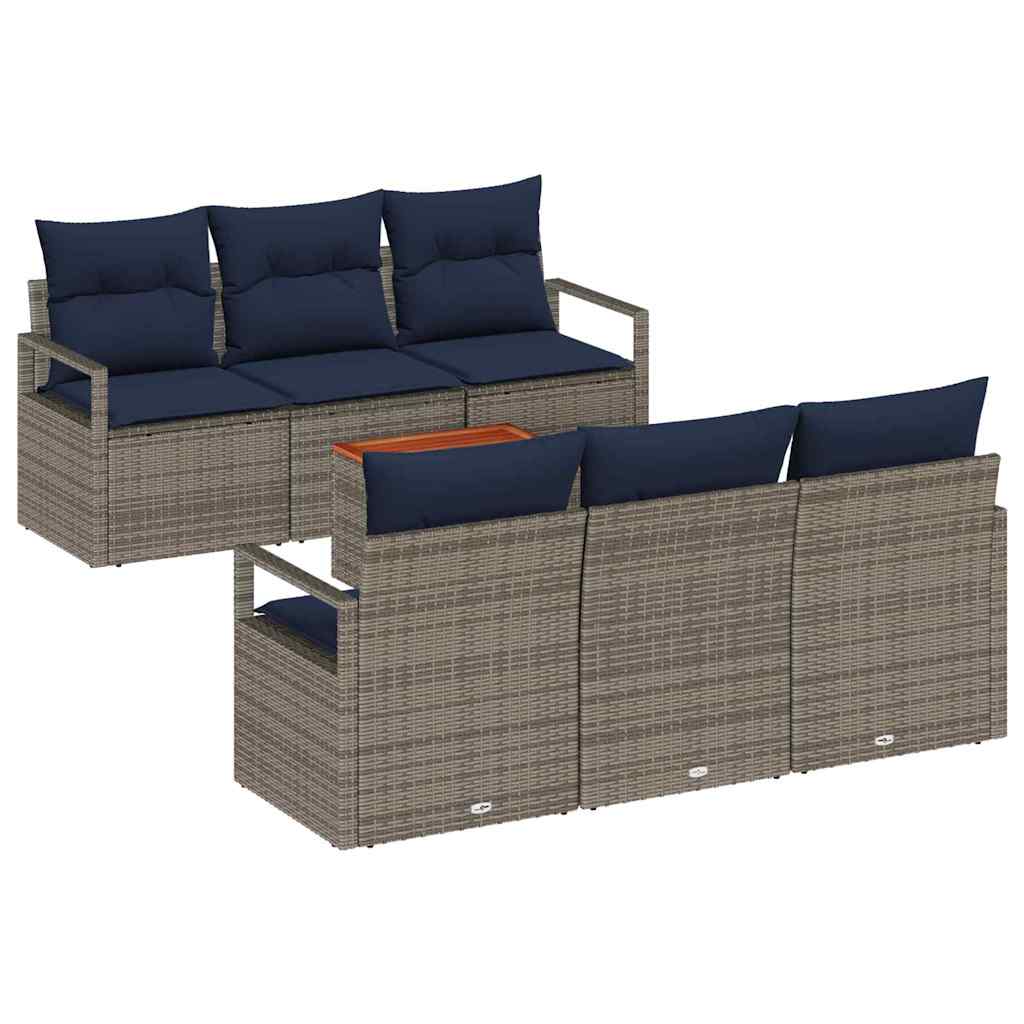 vidaXL Conjunto de sofás de jardín 7 uds. Gris ratán sintético