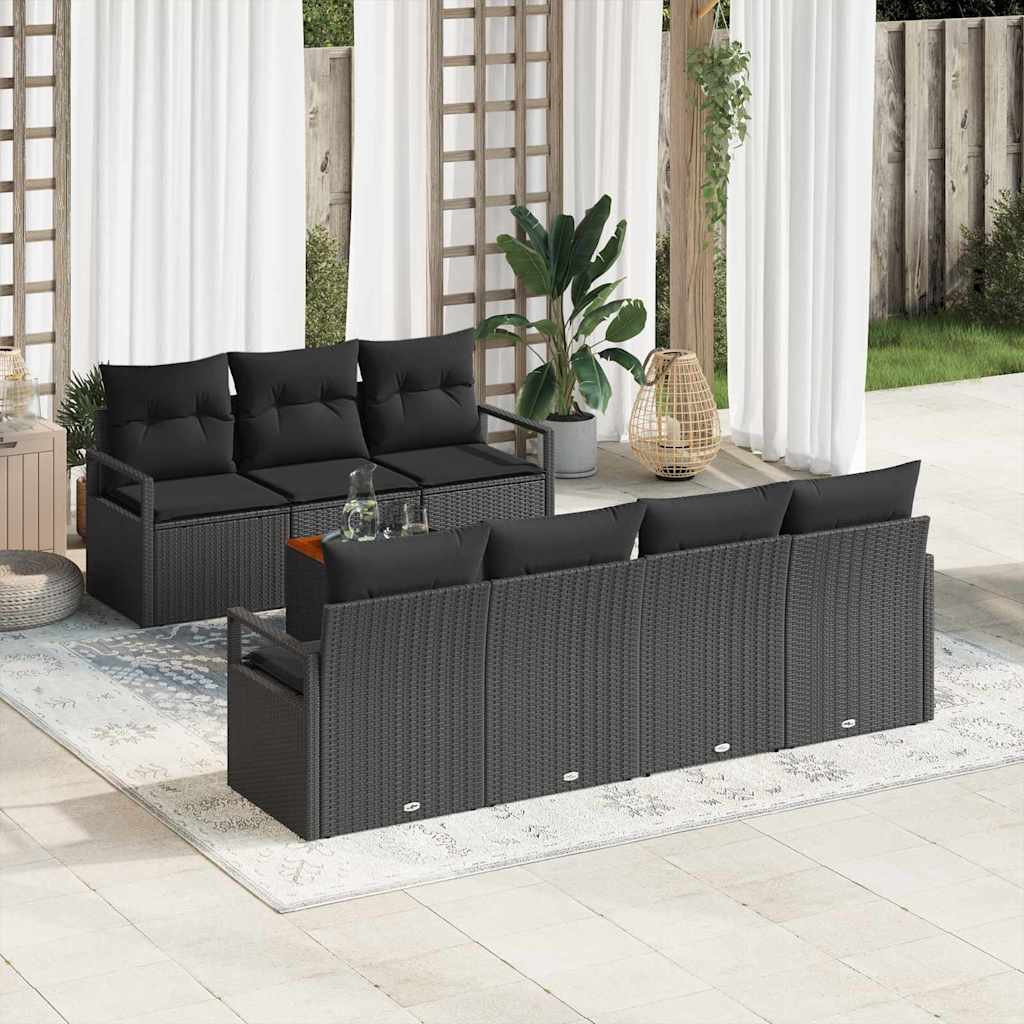 vidaXL Conjunto de sofás de jardín 8 uds. Negro ratán sintético