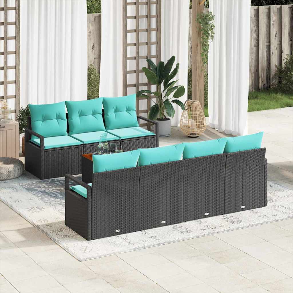 vidaXL Conjunto de sofás de jardín 8 uds. Negro ratán sintético
