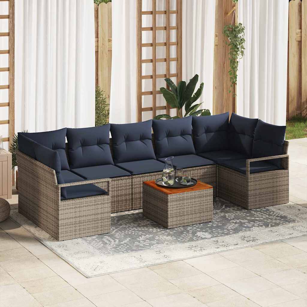 vidaXL Conjunto de sofás de jardín 8 uds. Gris ratán sintético