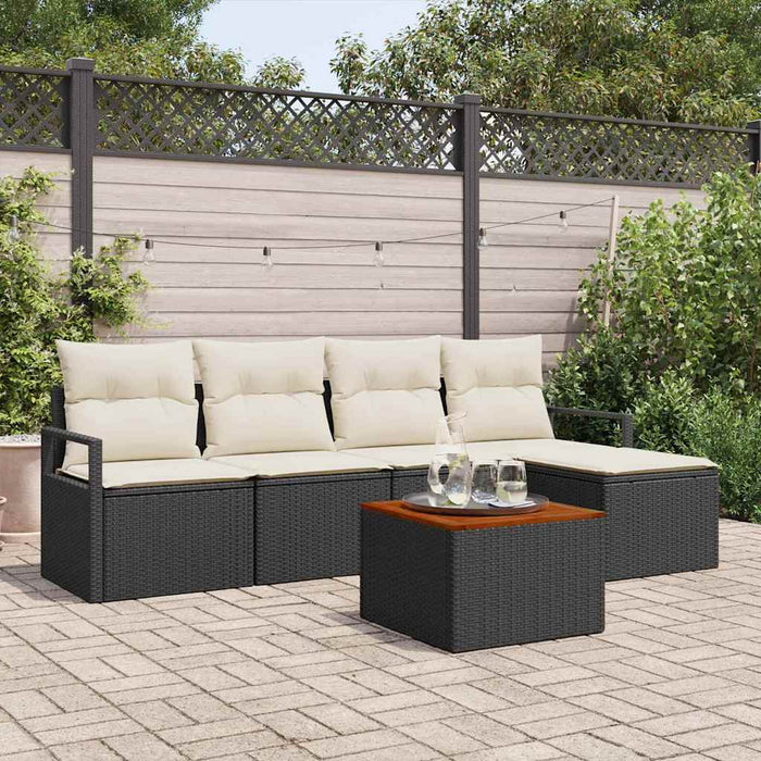 vidaXL Conjunto de sofás de jardín 6 uds. Negro ratán sintético