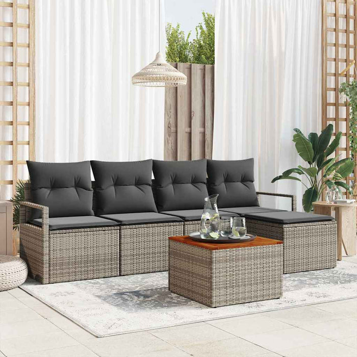 vidaXL Conjunto de sofás de jardín 6 uds. Gris ratán sintético