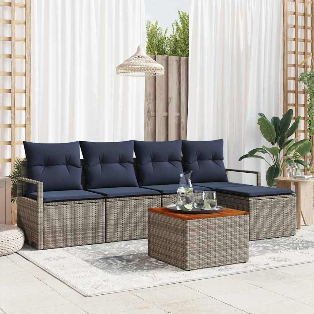 vidaXL Conjunto de sofás de jardín 6 uds. Gris ratán sintético