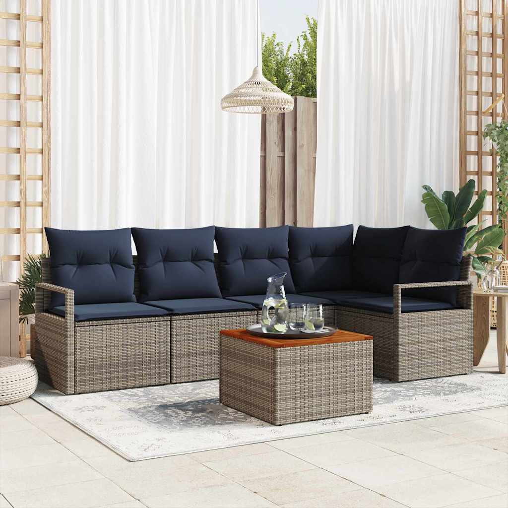 vidaXL Conjunto de sofás de jardín 6 uds. Gris ratán sintético