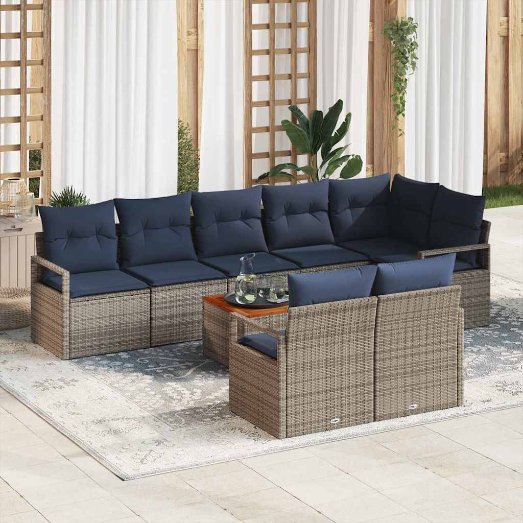 vidaXL Conjunto de sofás de jardín 9 uds. Gris ratán sintético