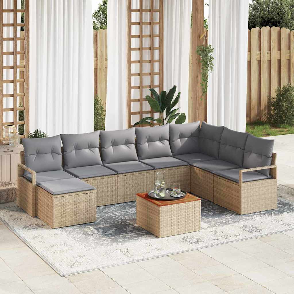 vidaXL Conjunto de sofás de jardín 8 uds. Beige ratán sintético