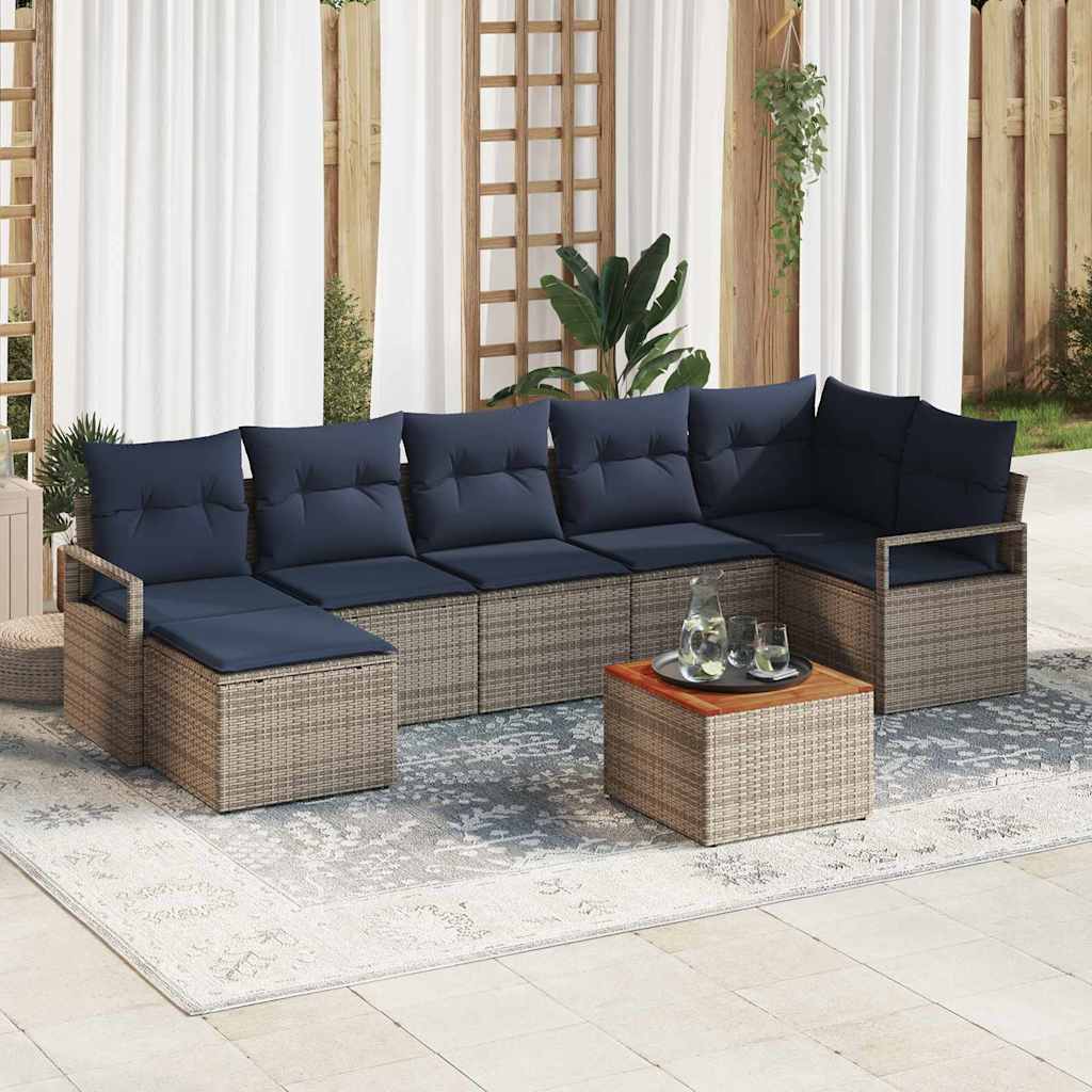 vidaXL Conjunto de sofás de jardín 8 uds. Gris ratán sintético