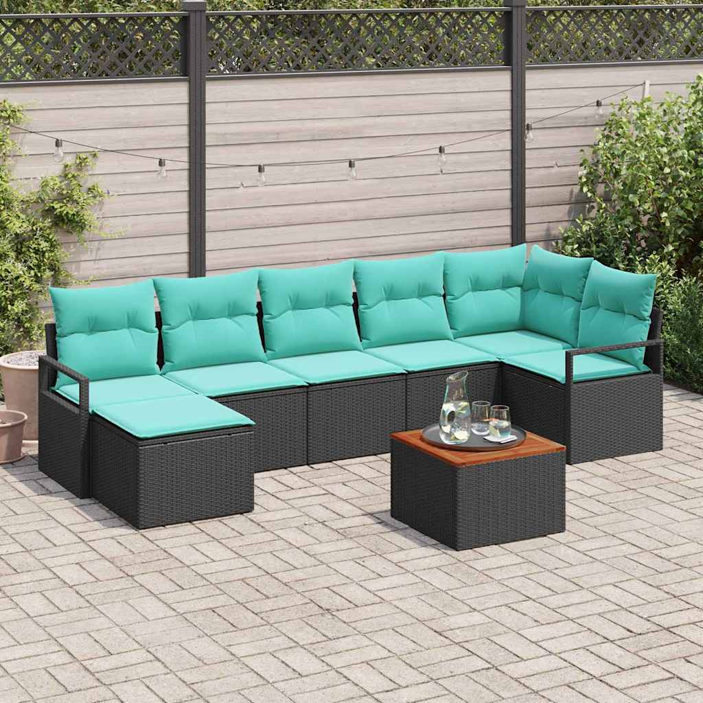 vidaXL Conjunto de sofás de jardín 8 uds. Negro ratán sintético