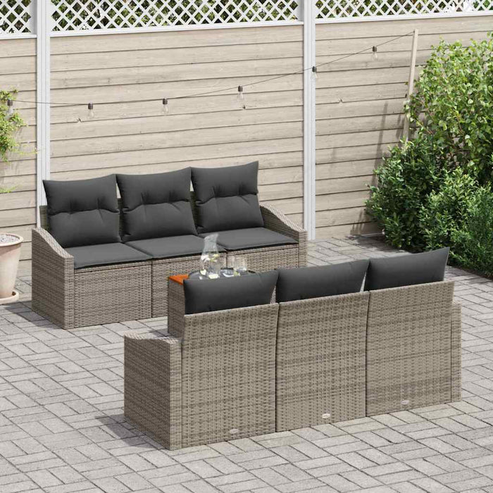 vidaXL Conjunto de sofás de jardín 7 uds. Gris ratán sintético