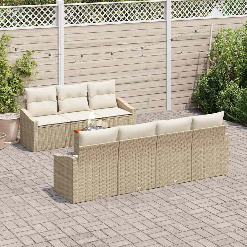 vidaXL Conjunto de sofás de jardín 8 uds. Beige ratán sintético