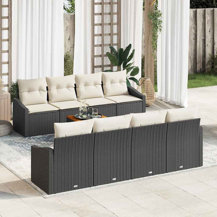 vidaXL Conjunto de sofás de jardín 9 uds. Negro ratán sintético