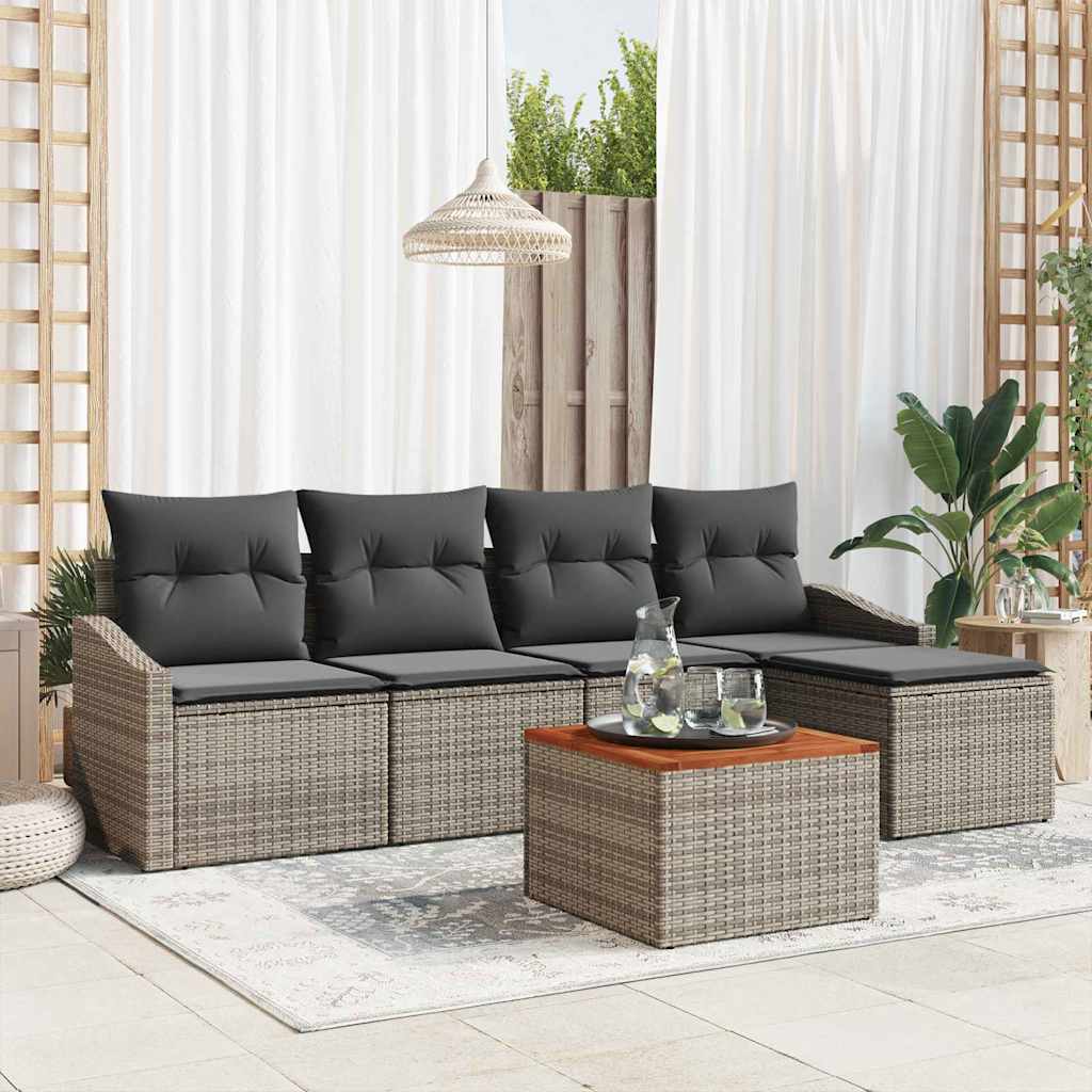 vidaXL Conjunto de sofás de jardín 6 uds. Gris ratán sintético