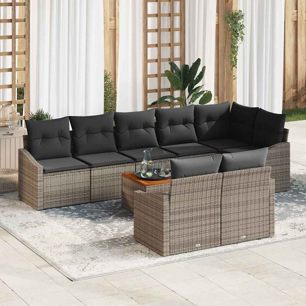 vidaXL Conjunto de sofás de jardín 9 uds. Gris ratán sintético