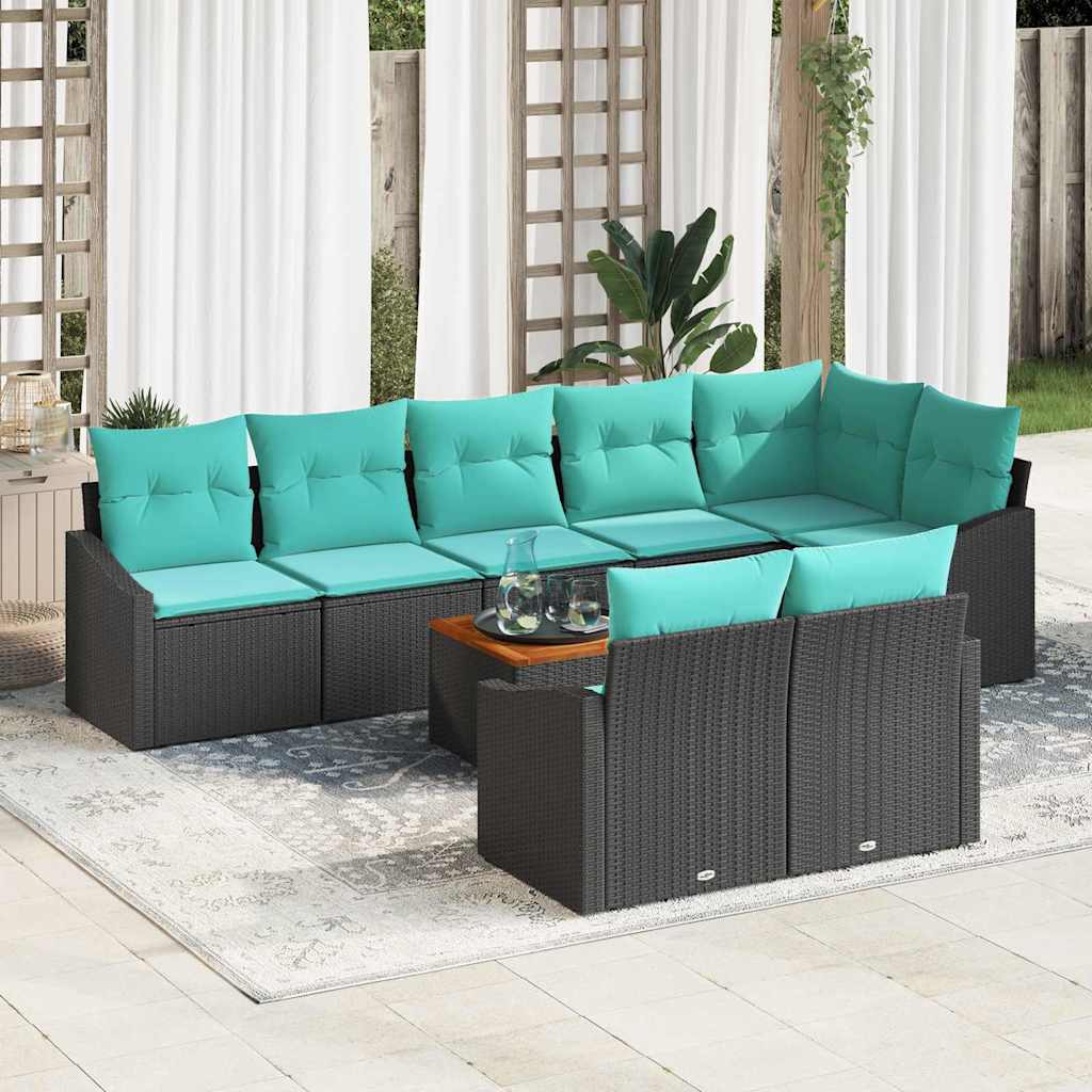 vidaXL Conjunto de sofás de jardín 9 uds. Negro ratán sintético