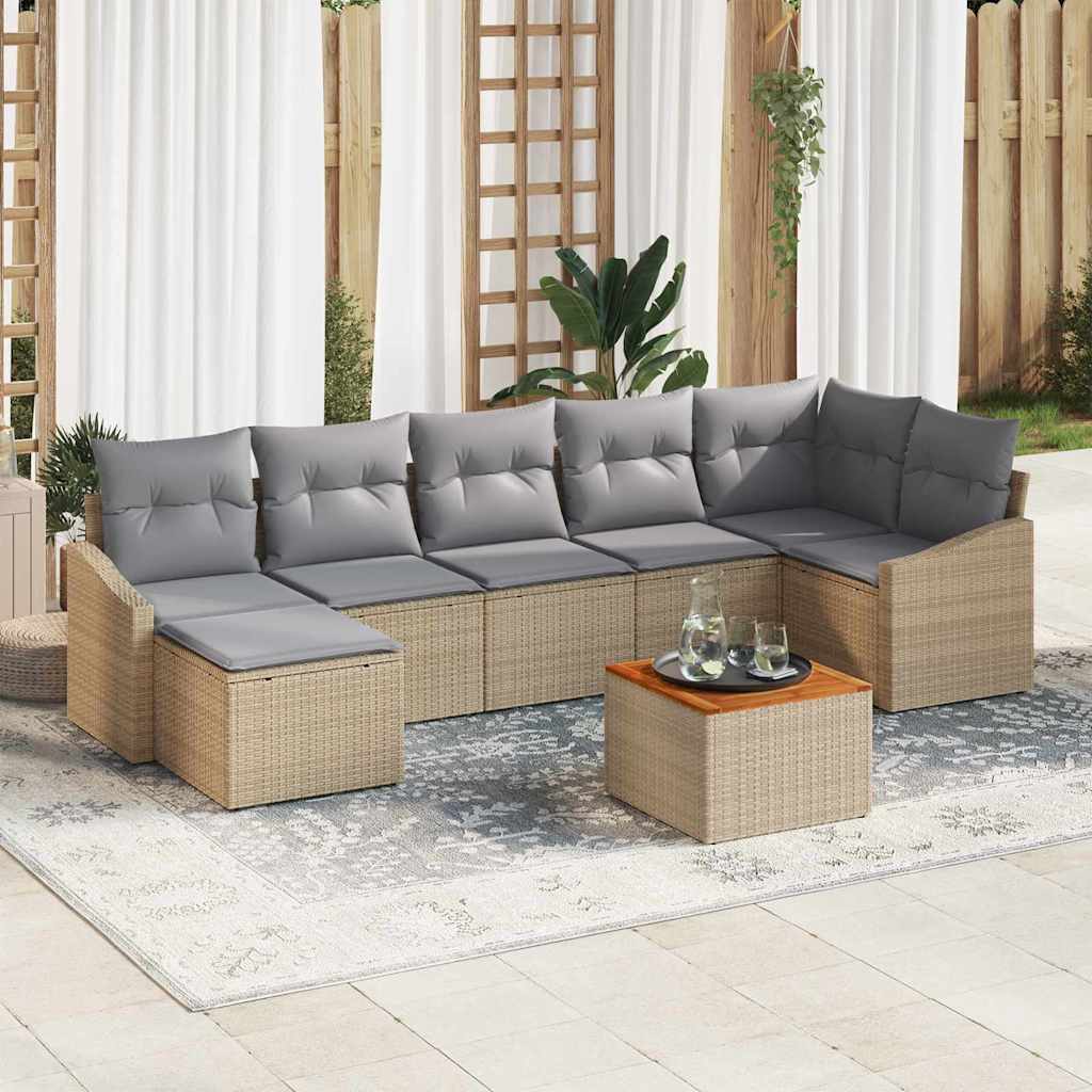 vidaXL Conjunto de sofás de jardín 8 uds. Beige ratán sintético