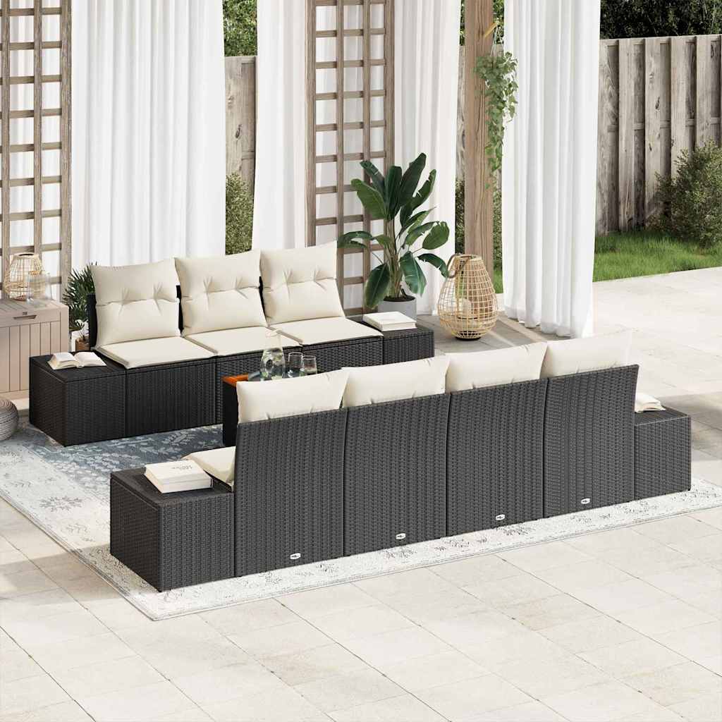 vidaXL Conjunto de sofás de jardín 8 uds. Negro ratán sintético