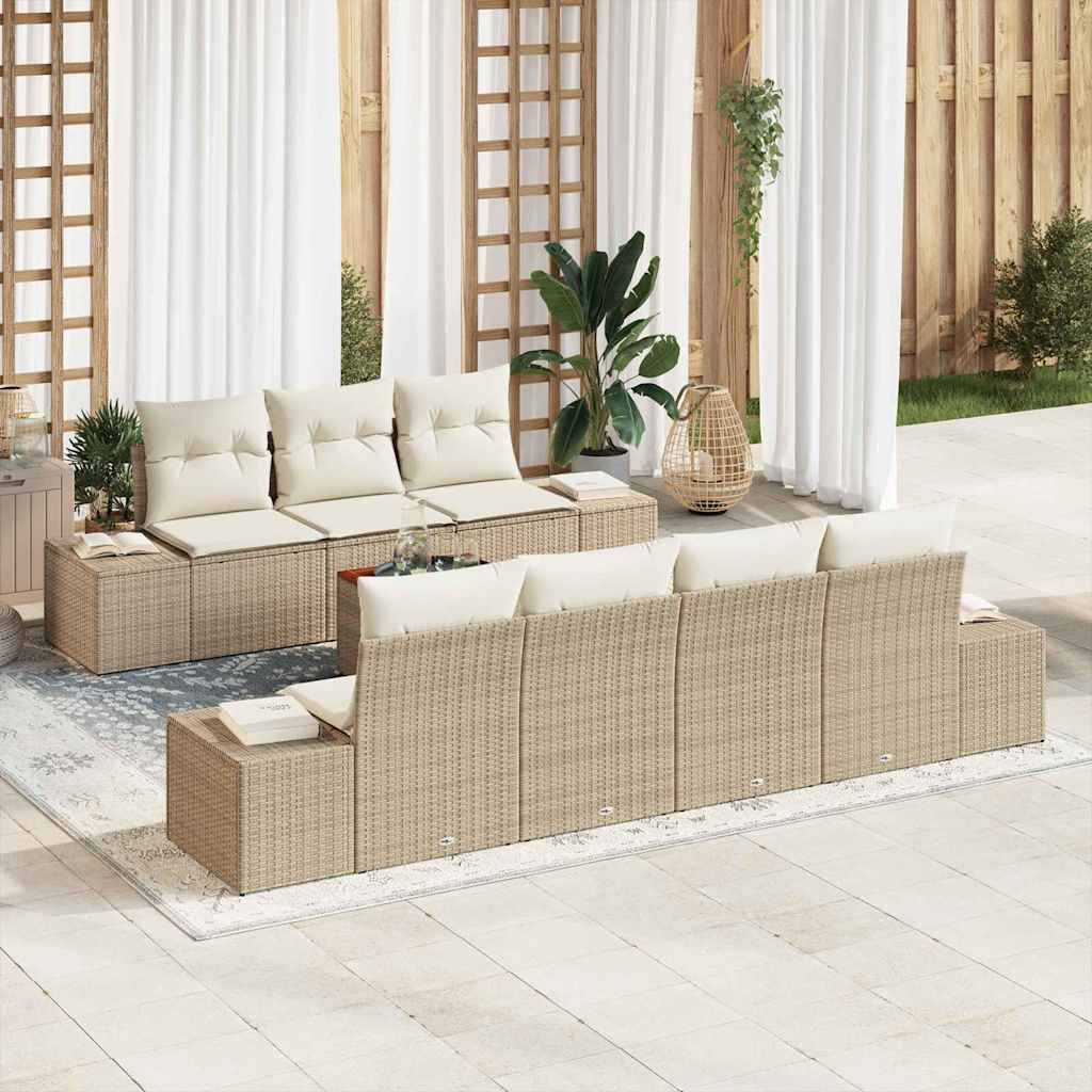 vidaXL Conjunto de sofás de jardín 8 uds. Beige ratán sintético