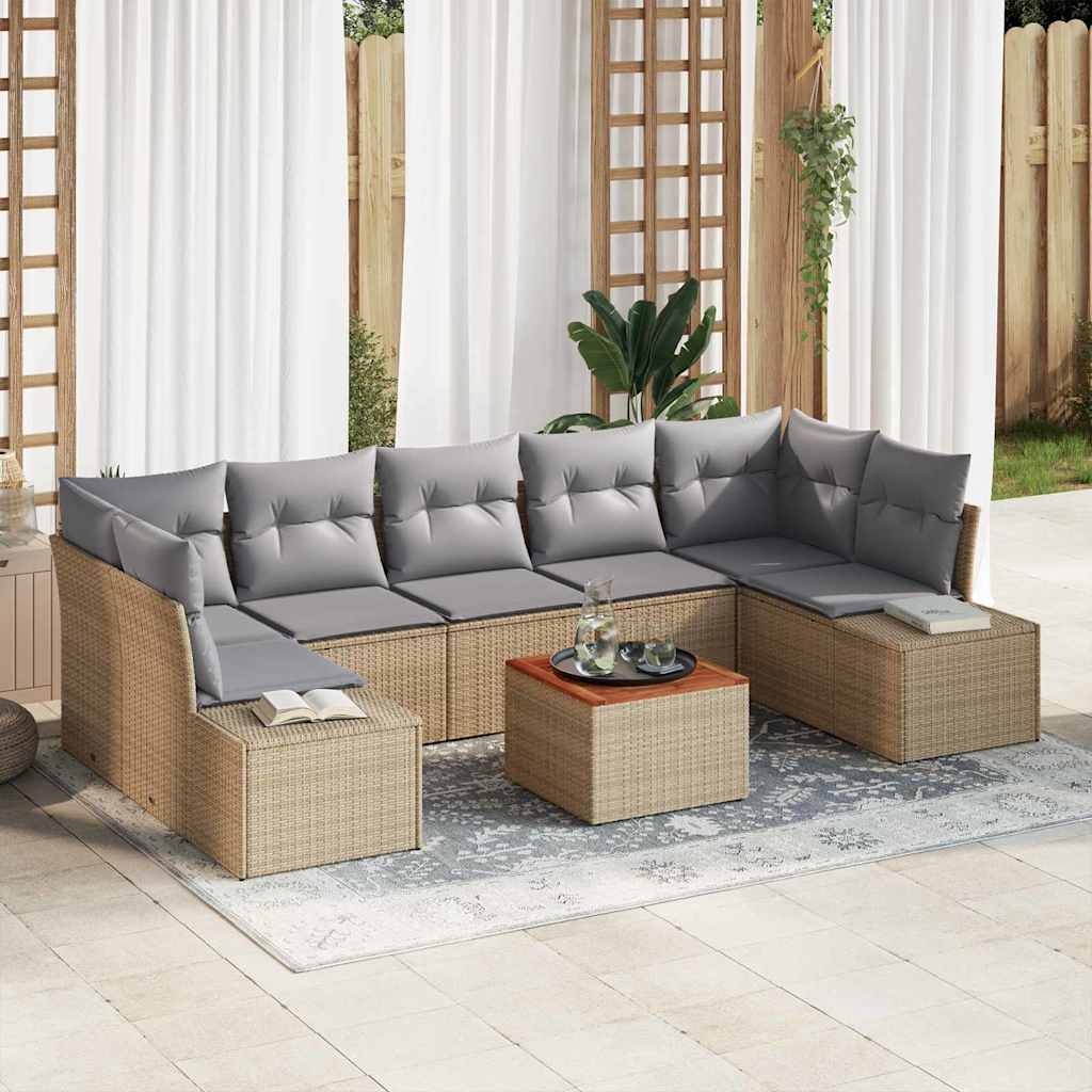 vidaXL Conjunto de sofás de jardín 8 uds. Beige ratán sintético