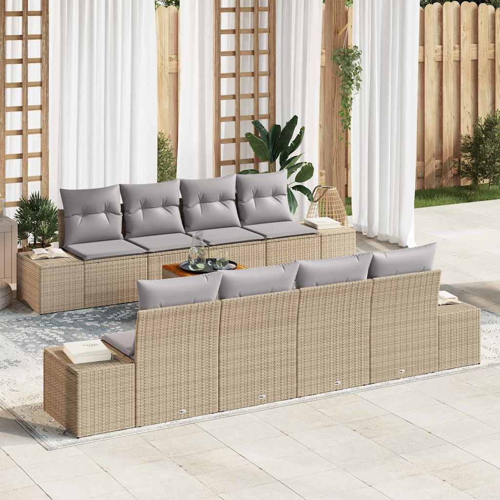 vidaXL Conjunto de sofás de jardín 9 uds. Beige ratán sintético