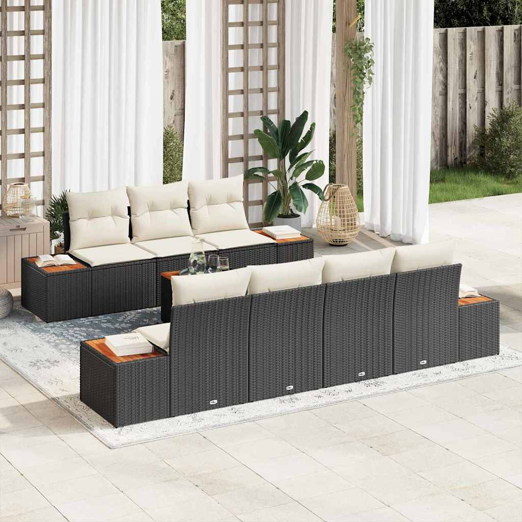 vidaXL Conjunto de sofás de jardín 8 uds. Negro Poliratán
