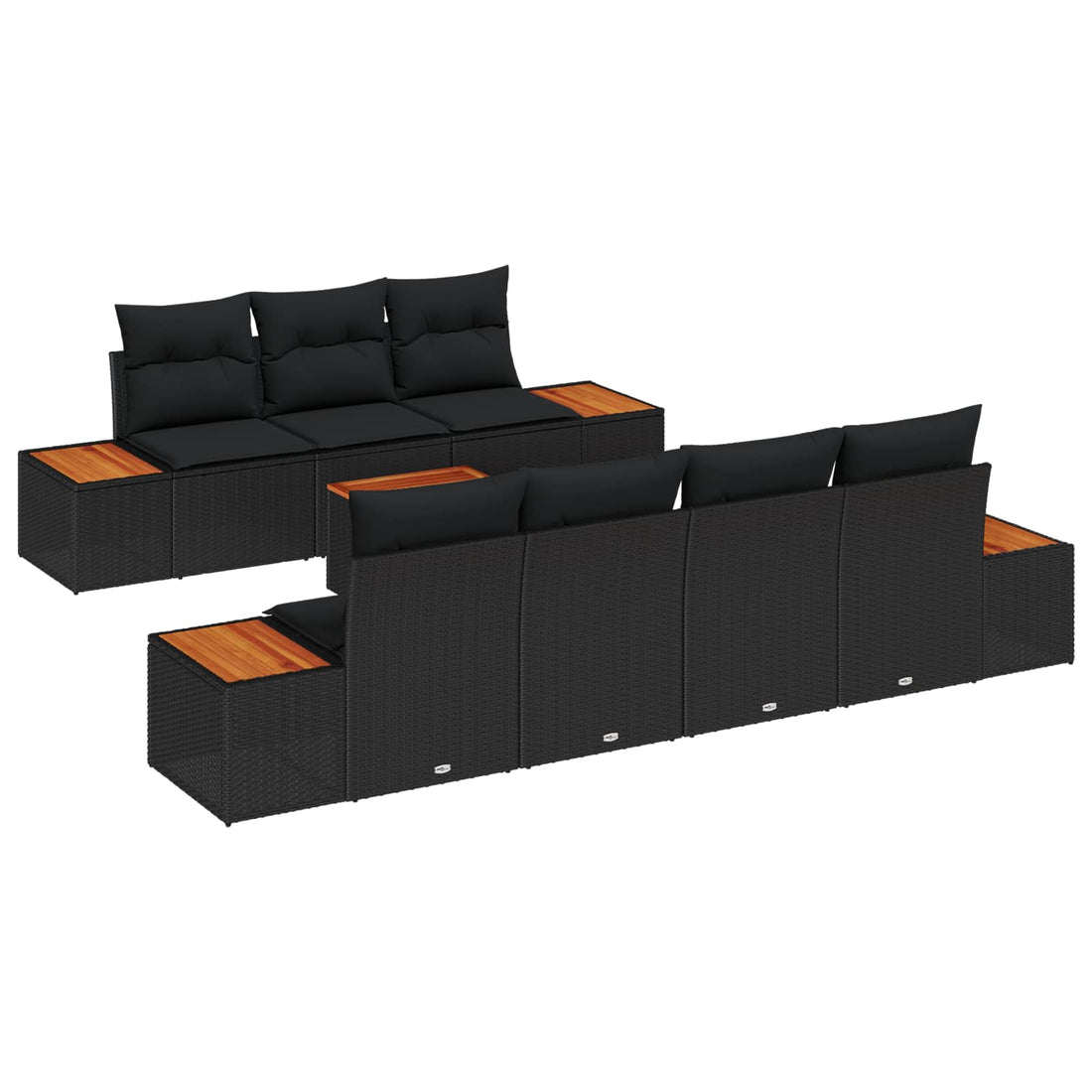 vidaXL Conjunto de sofás de jardín 8 uds. Negro Poliratán